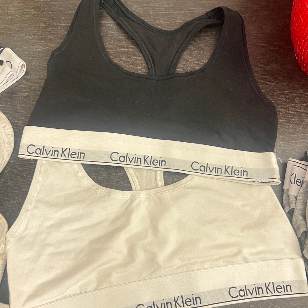Calvin Klein Black and White Sports Bras with Signature Elastic Band